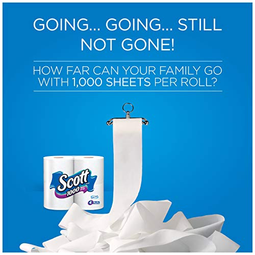 Image of Quick Dissolving Scott 1000 Sheet Toilet Paper Bathroom Tissue, 30 Rolls