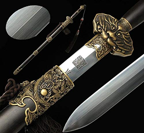GLW Sword Hand Forged Pattern Steel Sharp Cloud-Dragon Sword Copper Carved Fittings #4993