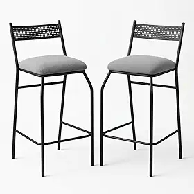 Kit 2 Banquetas Altas para Balcão Bistrô Bancada Reforçadas em Aço Conforto(Cinza)