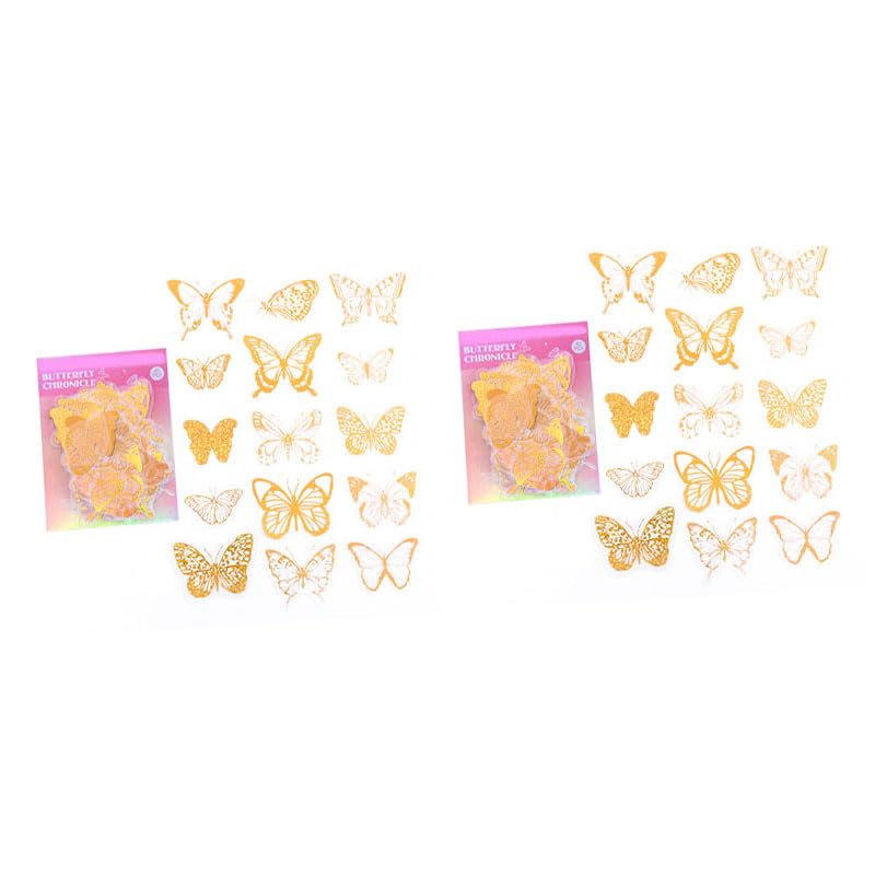 45 Hojas de Pegatinas de Mariposa Doradas, Purpurina Vintage para Cuadernos de álbumes de Recortes
