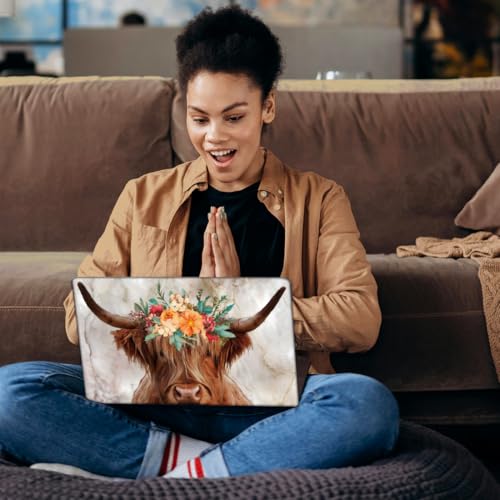 SUPERDANT Highland Cattle with a Wreath Laptop Skin Animal Cow Laptop Sticker PVC Computer Stickers Dustproof Waterproof Art Decal Protector 12\" 13\" 13.3\" 14\" 15\" 15.4\" 15.6\" Notebook Art Decal Orange - Thumbnail 7