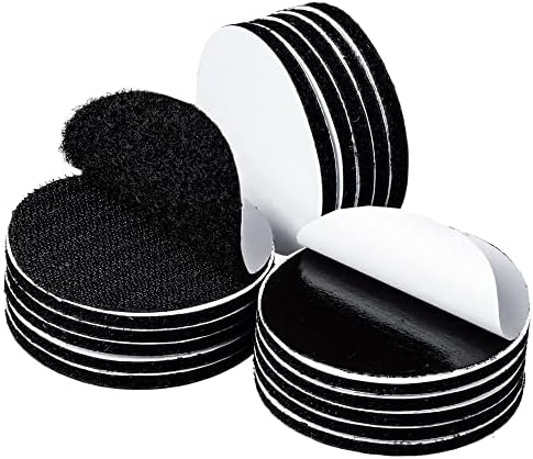 BRAVESHINE Heavy Duty Hook and Loop Dots, Self Adhesive Dots Tapes,Sticky Back Coins Dots, Round Sticky Adhesive Pads,BlackSelf Adhesive Coins for School, Home, Office (12 Pack,Round 50mm