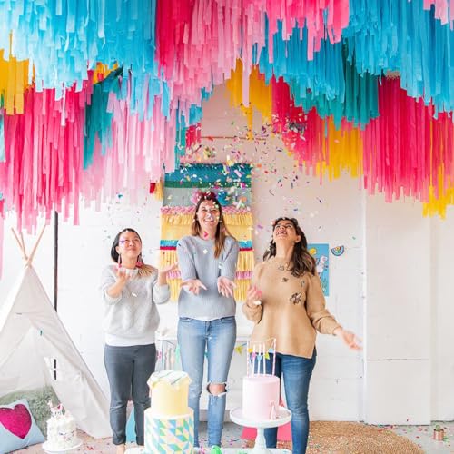 LAGYDSOVEF 8 rolos de 656 pés de papel crepom colorido serpentinas de festa de papel para aniversári