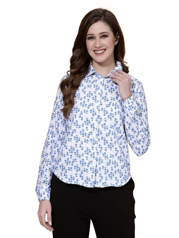 Image of OOMPH! Rayon Floral Printed Shirt for Women | Collared, Full Sleeve | Women's Button Down Shirt | TOP Stylish | Office & Casual