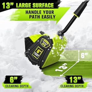 VOTLEMI 40V Cordless Snow Shovel, 13 Inch 4.0Ah Electric Snow Shovel with Directional Plate, Brushless Cordless Snow Blower for Pathway, Patio, Deck, Driveway, Green