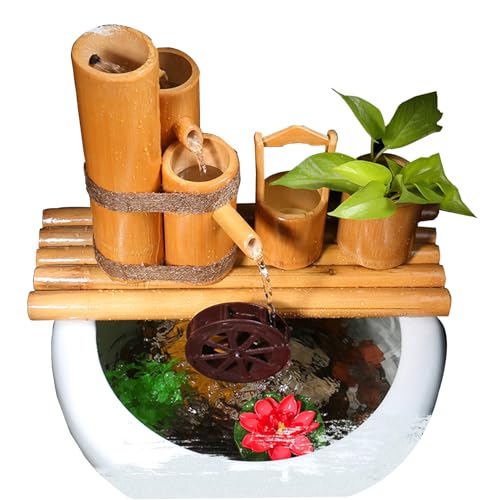 LCUVIMPEX Bamboo Water Fountain, Bamboo Fountain Decoration Four-Tier Indoor Outdoor Zen Garden 80CM