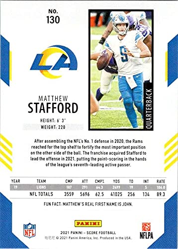 Amazon Com 21 Score 130 Matthew Stafford Los Angeles Rams Official Nfl Football Trading Card In Raw Nm Or Better Condition Collectibles Fine Art