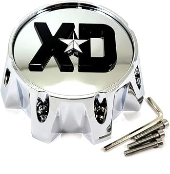 سلسلة XD من KMC Chrome Wheel Center Hub Cap 6-11/16" OD Bolt-On لشد 8x170 XD858