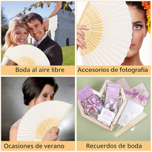 Miniatura 7 de Tskdkit 2 Pcs Abanicos De Mano Plegable Blanco, Abanicos De Tela Con Borla Y Bolsa De Abanico, Abanicos Boda Para Invitados Abanicos Para Refrescarse En Verano Boda Favor Decoración De Baile