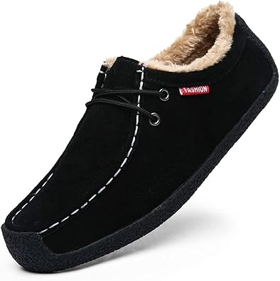 Asifn Men Slip On Moccasin Slippers Loafers Suede Indoor Outdoor Boat Shoes Casual Fuzzy Comfy Wool-blend Memory Foam