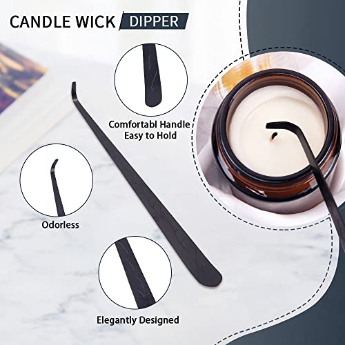 3 In1Candle Wick Trimmer Accessories Set,Candle Snuffer,Candle Wick Dipper,Polished Stainless Steel,Gift Package For Candle Lovers (Black) #TOP3