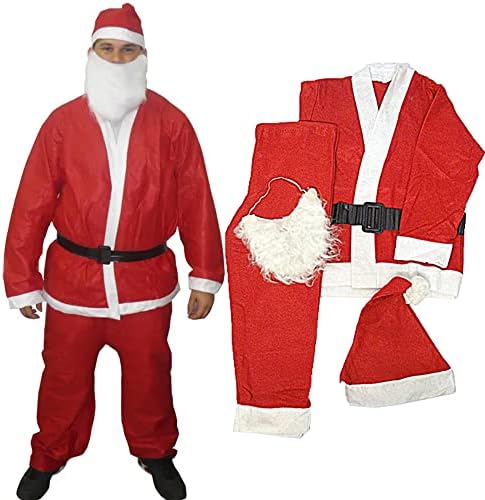 Roupa Papai Noel Completa Luxo 5 Peças Natal Natalino Fantasia Adulto