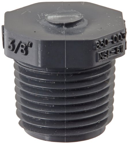 Spears 450-G Series PVC Pipe Fitting, Plug, Schedule 40, Gray, 3/8" NPT Male