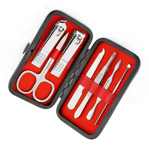 Nail Clippers Manicure Kit for Men Pedicure Tools Personal Care Metal Fingernail Cutter Manicure Set Professional Grooming Kit 8 in 1 Nail Tools Silver