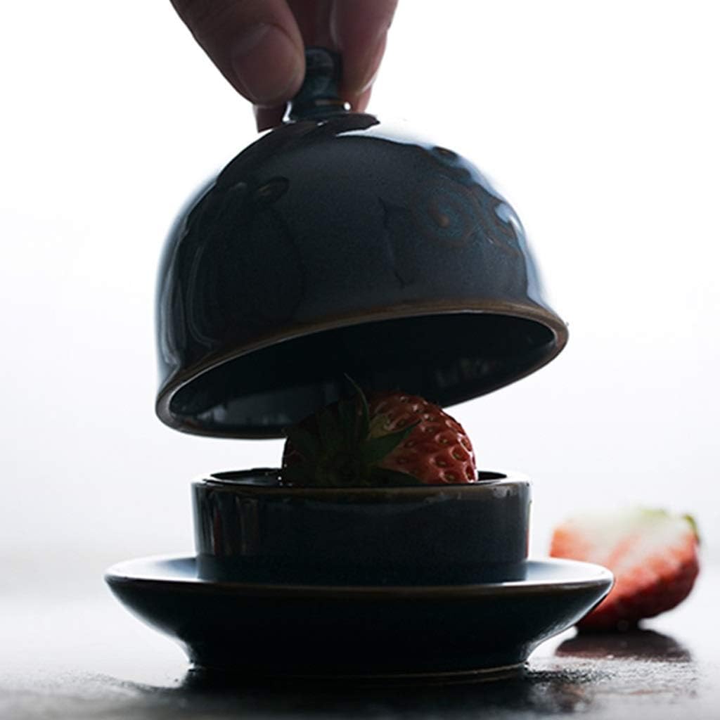 Butter Container Creative Small Sauce Dish with Lid Mini Single Portion Butter Dish Holder Seasoning Dish Ceramic Butter Box Snack Dish Pickle Dish Vinegar Dish for All Types of Butter