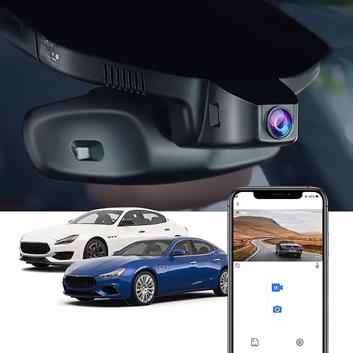 Fitcamx Cámara de tablero 4K adecuada para Maserati Quattroporte Ghibli GT S Q4 Gransport 2017 2018 2019 2020 2021 2022, aspecto OEM, video WiFi