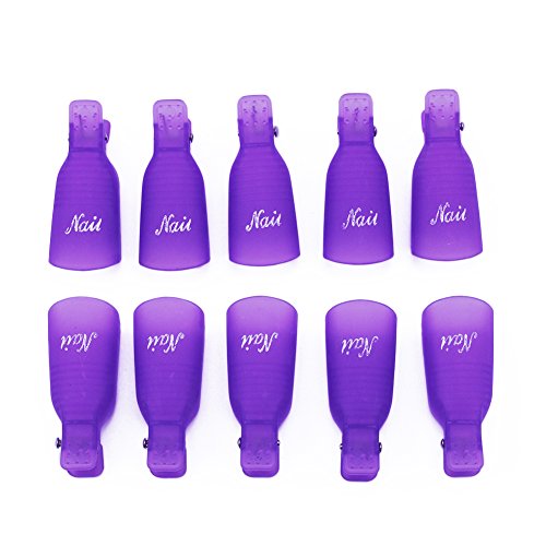 10 peças de plástico acrílico para unhas de imersão clipe de tampa removedor de polimento de gel UV