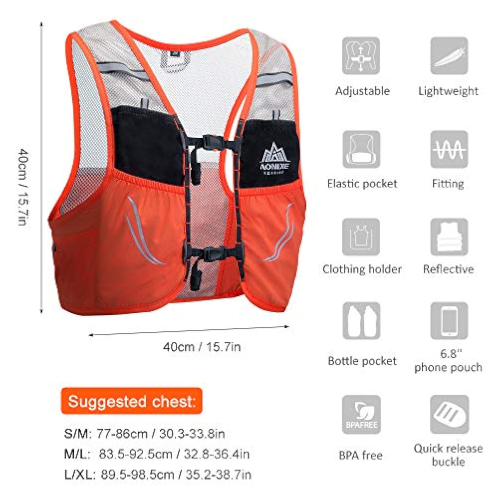 Outdoor Running Vest Mesh Breathable Hydration Rucksack