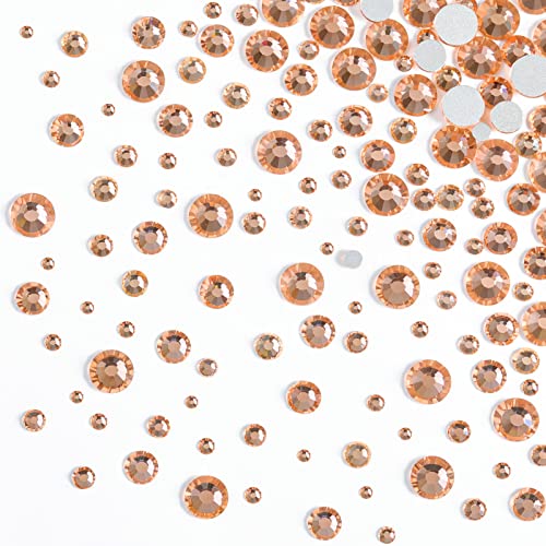 Image of Beadsland Rhinestones for Makeup,8 Sizes 2500pcs Champagne Flatback Rhinestones Eye Gems for Nails Crafts with Tweezers and Wax Pencil,Light Peach,SS4-SS30