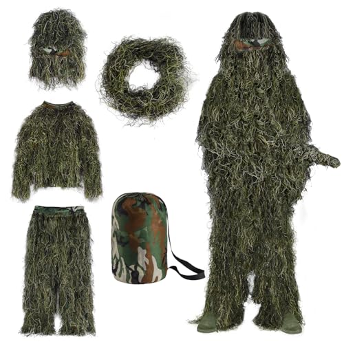 Slendor 3D Ghillie Suit for Hunting, 5-Piece Camo Set