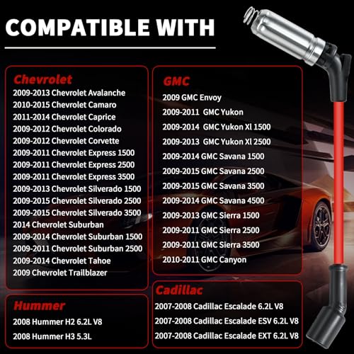 41-110 Iridium Spark Plugs and 48322 Spark Plug Wires Compatible with 5.3 6.0L 6.2L Chevy GMC Silverado Suburban Avalanche Cadillac Escalade Yukon Sierra V8 LS Truck (Pack of 8) - Thumbnail 7
