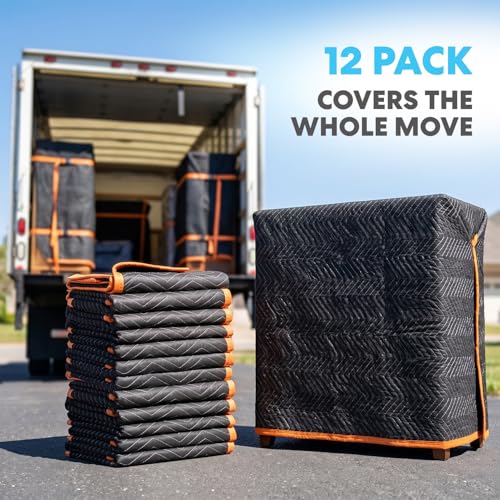 Image of Simpli-Magic Heavy Duty Padded Moving Blankets 72 inch x 40 inch - 12 Pack - Packing Blankets, Furniture Covers for Moving