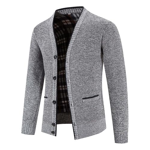 Cambkatl Men's Plaid Liner Button Down Cardigan Sweaters Stylish Stretch Casual Long Sleeve Knitted Outerwear with Pockets4
