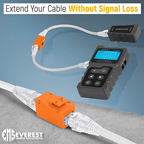 EMS RJ45 CAT6 Keystone Inline Coupler - Orange 24-Pack | Keystone Jack Female to Female for Standard Wall Plates & Patch Panels, UTP Ethernet Extender Adapter RJ45 Gender Changer - Thumbnail 3