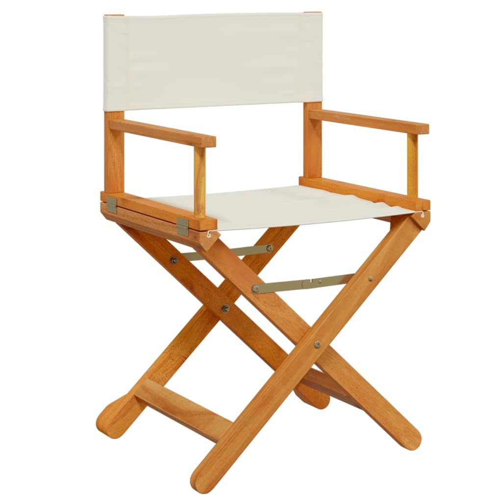 Klappbare Regiestühle 2 STK Cremeweiß Stoff mit Akazienholzrahmen, Gartenstuhl Balkonstuhl Terrassenstuhl Campingstuhl Outdoor, platzsparend, robust, verstellbar, wetterfest, bequem