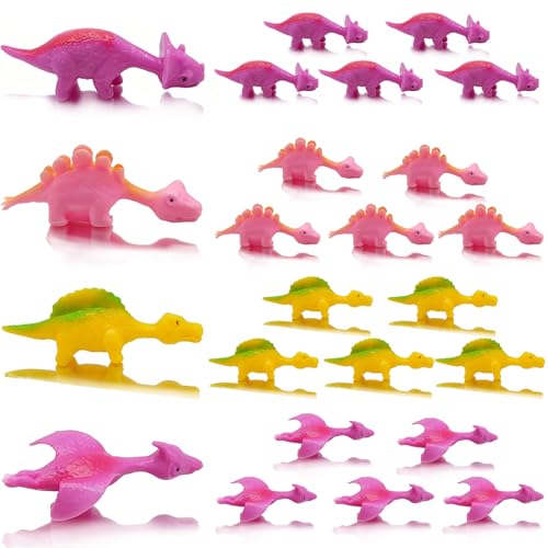 Pack of 20 Slingshot Dinosaur Toy Slingshot Finger Toys Stretchy Funny Rubber Dino Catapult Toy for Children Anti-Stress Relief Childrens Birthday Gift Christmas Stocking Stuffers