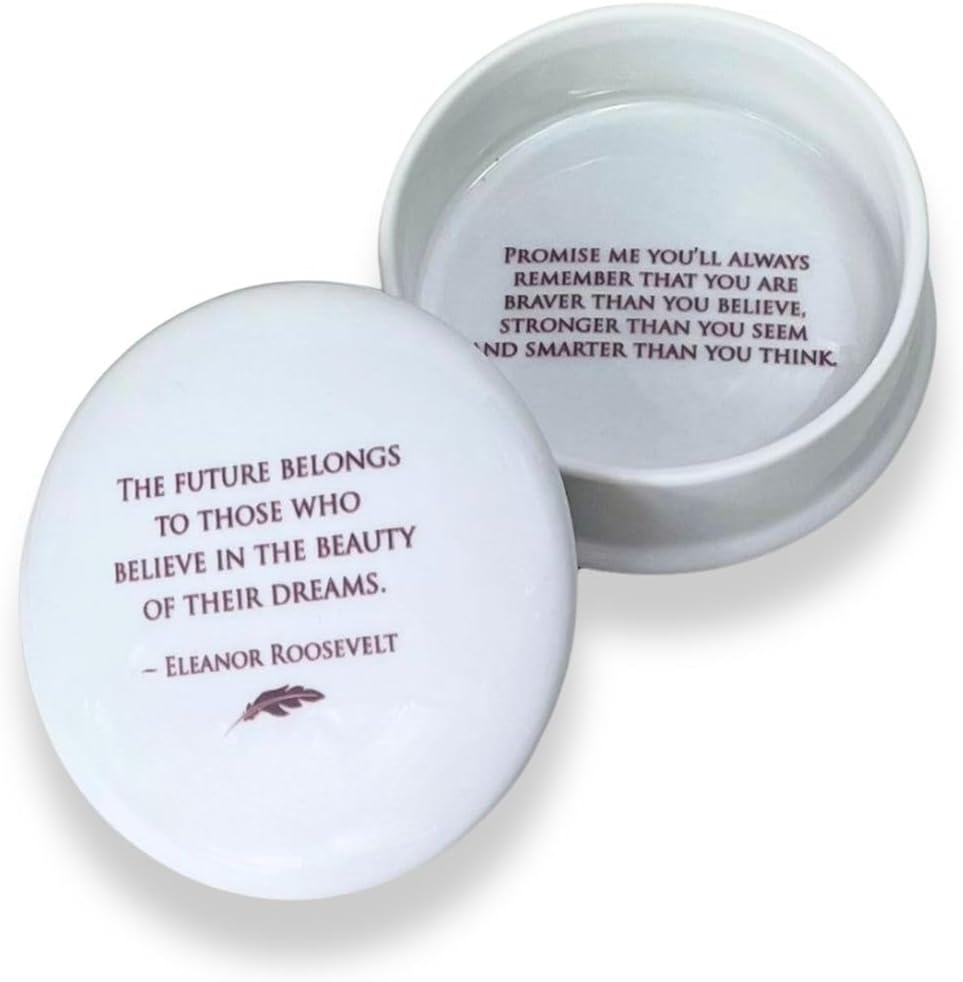 Susabella Graduation Gift, Inspirational Roosevelt Quote The Future belongs..., Ceramic Trinket Box, New Graduate Present