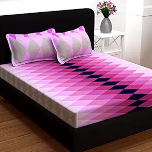 Story@Home 120 TC Double Flat Sheet Bed Sheet with 2 Pillow Covers, Purple