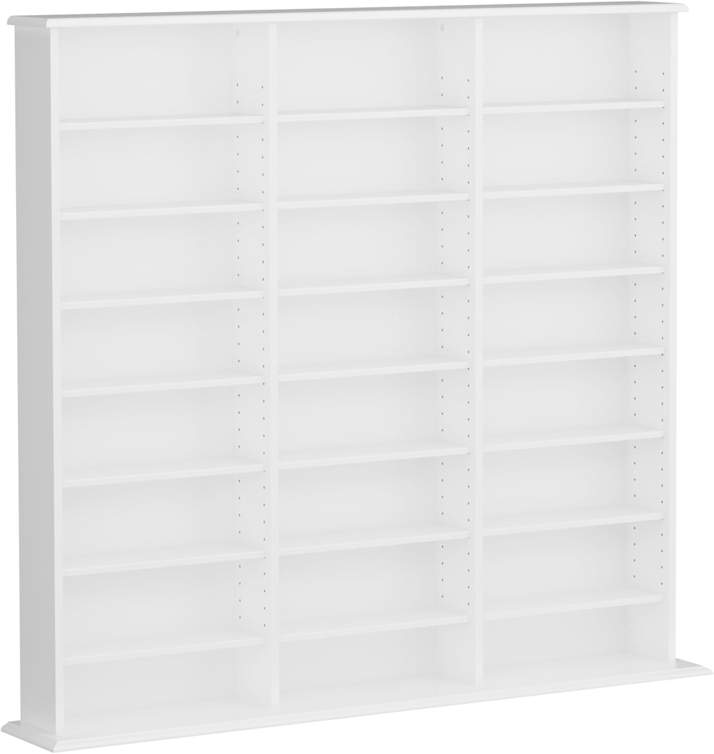 Prepac 3 Column Tall Storage Cabinet, White Storage Cabinet, Display Cabinet, DVD Storage Cabinet with 21 Adjustable Shelves 8.75" D x 56" W x 51" H, WMA-0960