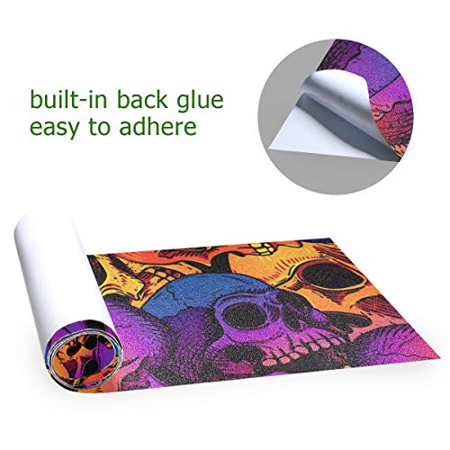 Skull Puttern Skateboard Grip Tape Sheet Scooter Deck Sand Paper 9" X 33" #TOP1