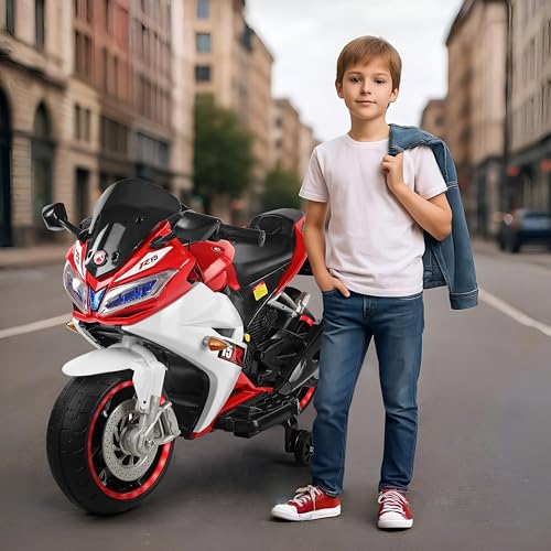 Image of BabyGo Kids Electric Ride-On Motorcycle Big Bikes | 12V Battery Operated Bike with, LED Lights & Music | Rechargeable Bike for Boys & Girls Ages 1-8 Years | 35kg Capacity | Large R15 Bike for Kids