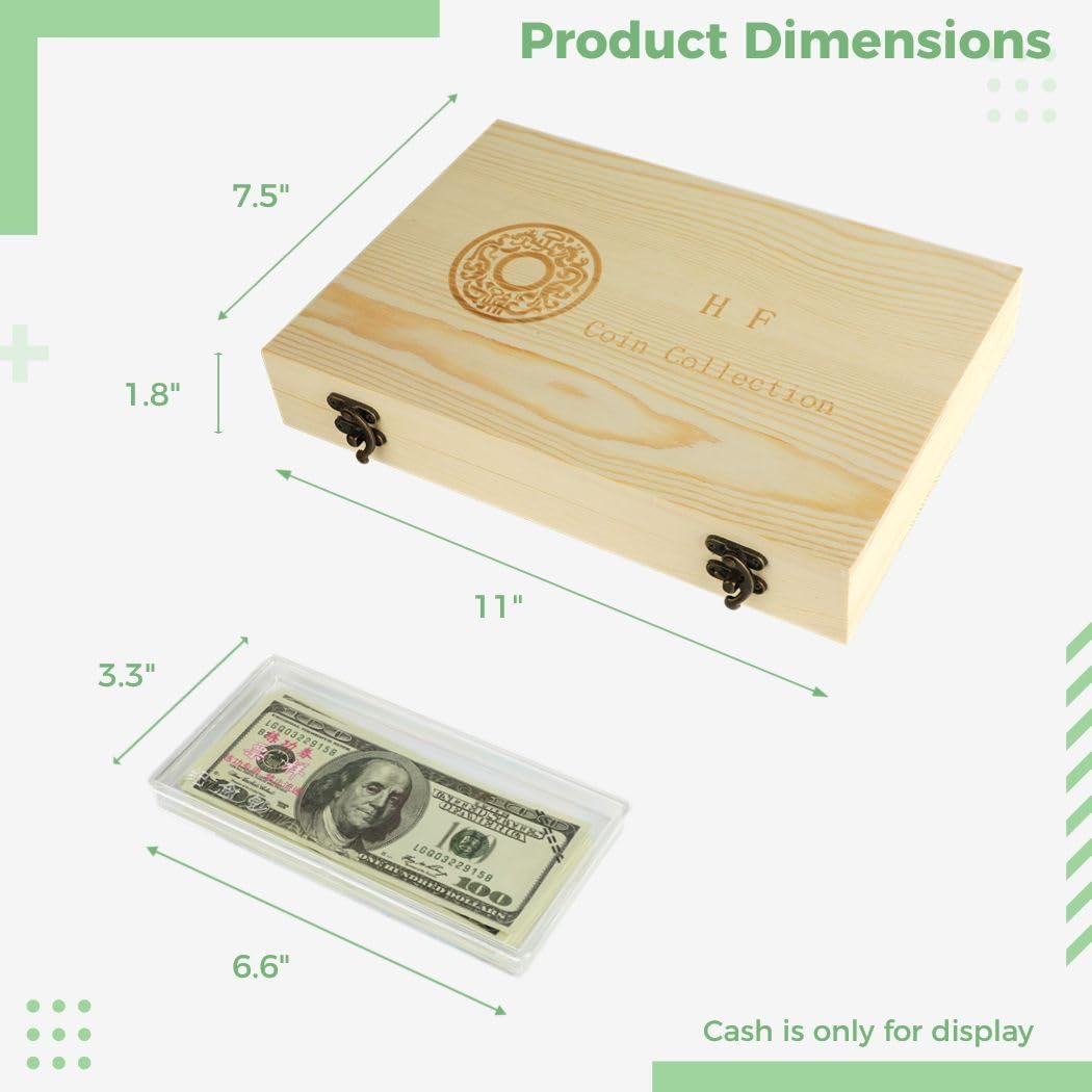 Drewniane pudełko do przechowywania banknotów, organizer na kapsułki