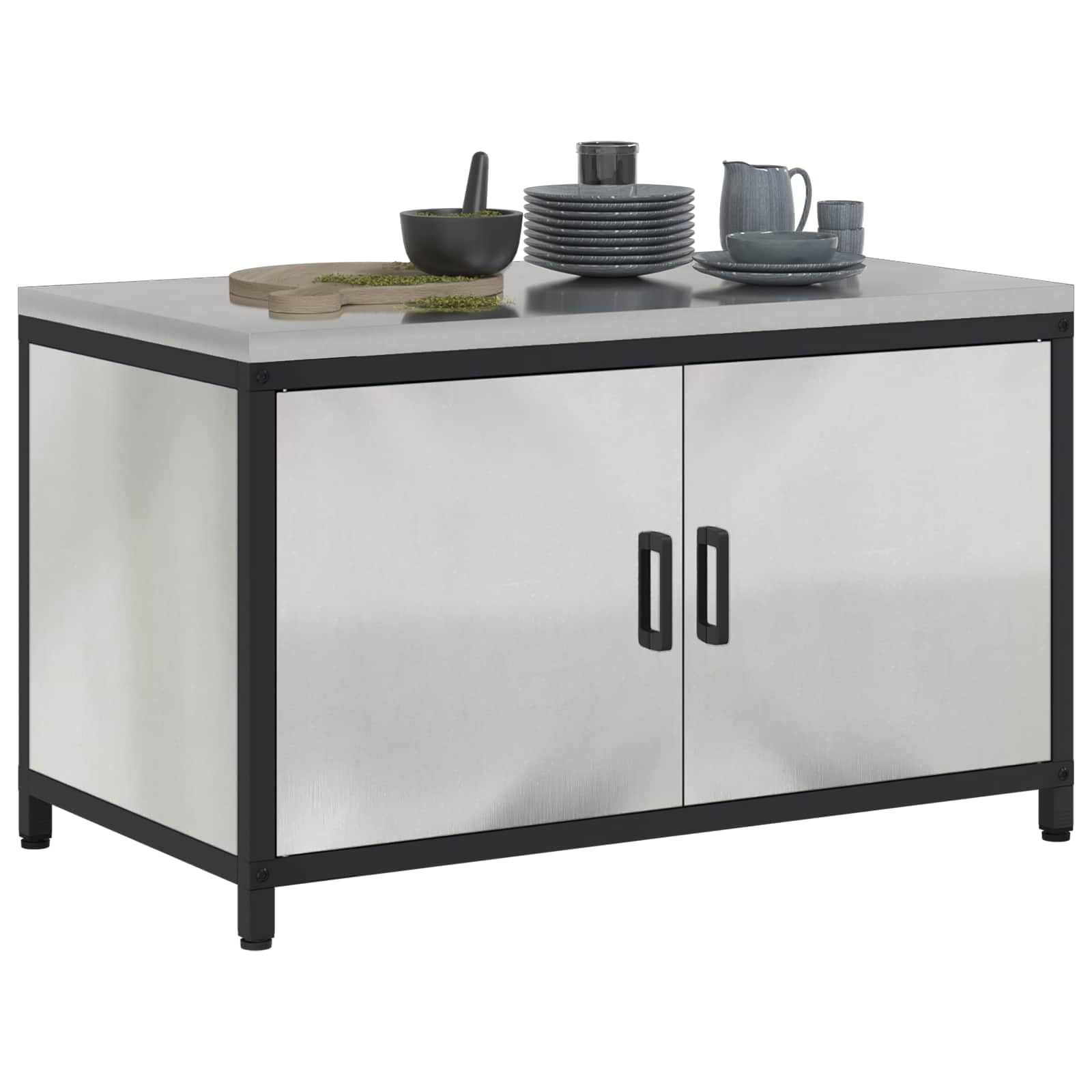 Küchenregal Silber, 60x50x92 cm, robuster Stahl, mit Brett-Regalen, für Esszimmer, Lagerung und Organisation von Vorräten, langlebige Küchenaufbewahrung