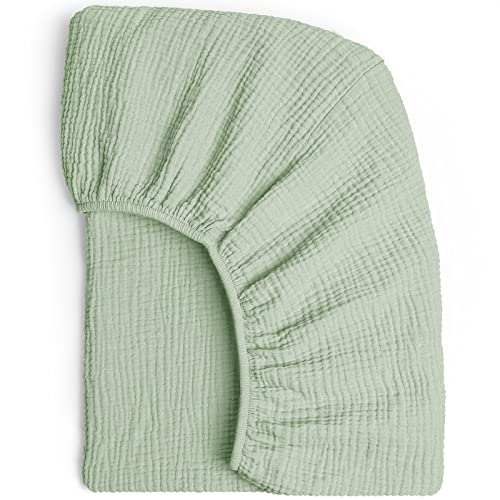 Image of Lulu moon Muslin Crib Sheet Fitted Crib Mattress Sheet for Boys and Girls, 28"x 52" Sage