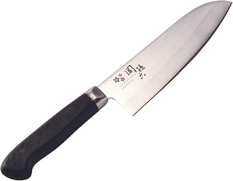 Kai Corporation 67132400 Santoku Knife, Seki Sakuraku Sakura, 6.5 inches 165 mm, Made in Japan, Kitchen, Dishwasher Safe, Knife, Stainless Steel, Cooking, Multipurpose, Double-edged, Multi-functional, Vegetables, Meat, Fish, Bread, Home Use, Commercial Use