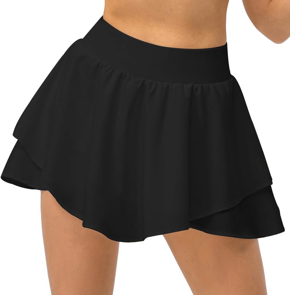 Yuerlian Tennis Skirts Pleated Skorts with Shorts Pockets Double Ruffle Golf Skirts Workout Running Skorts Skirt Athletic - Image 2