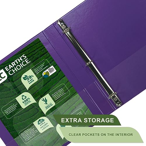 Image of Samsill Plant-Based 1.5 Inch Durable Round Ring, Made in USA, View Binder, Eco-Friendly, USDA Certified Biobased, Purple (Pack of 12)