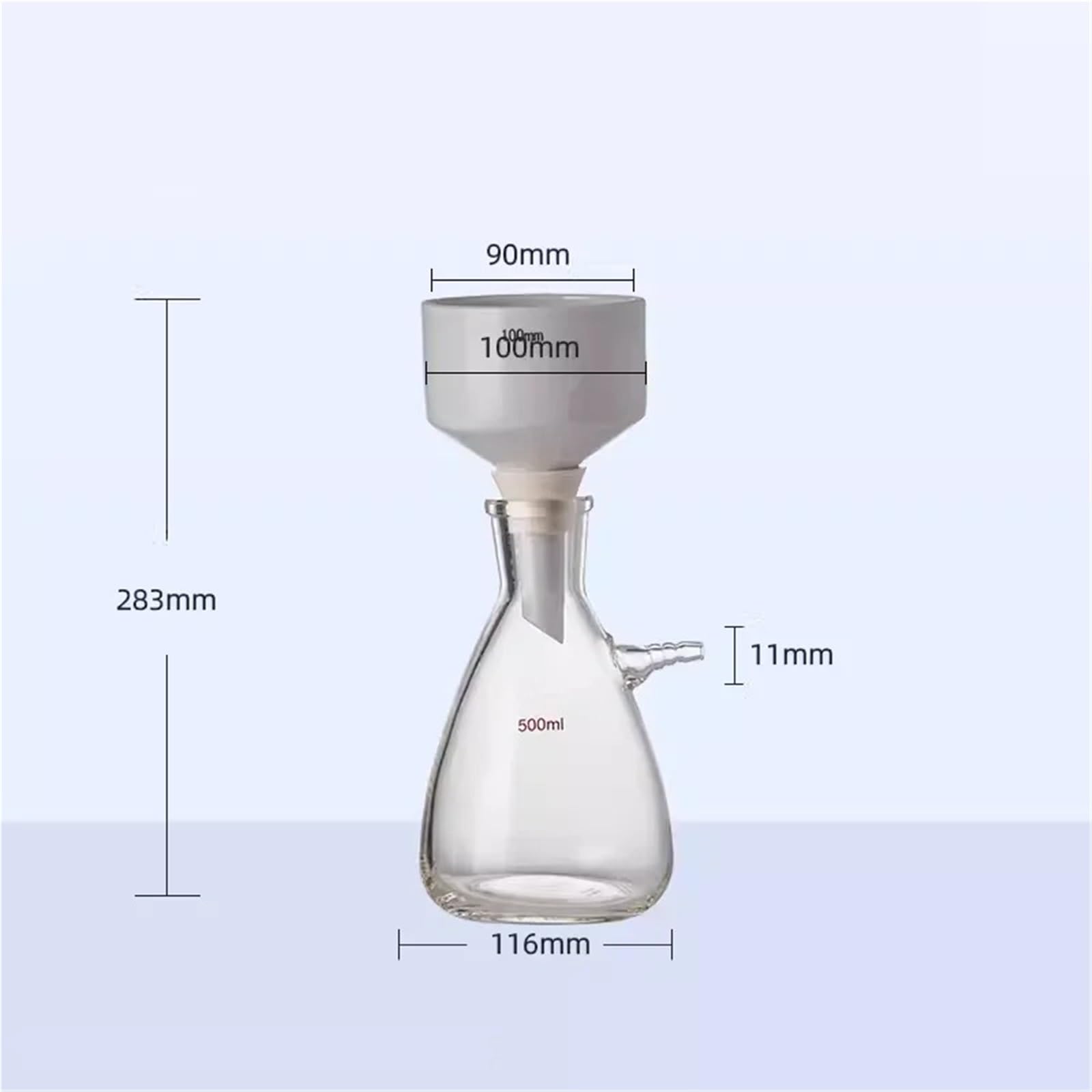 500 ml Saugflasche + 100 mm Büchner-Trichter, Filtrationsset, mit dickwandigem Gläser, Laborchemie