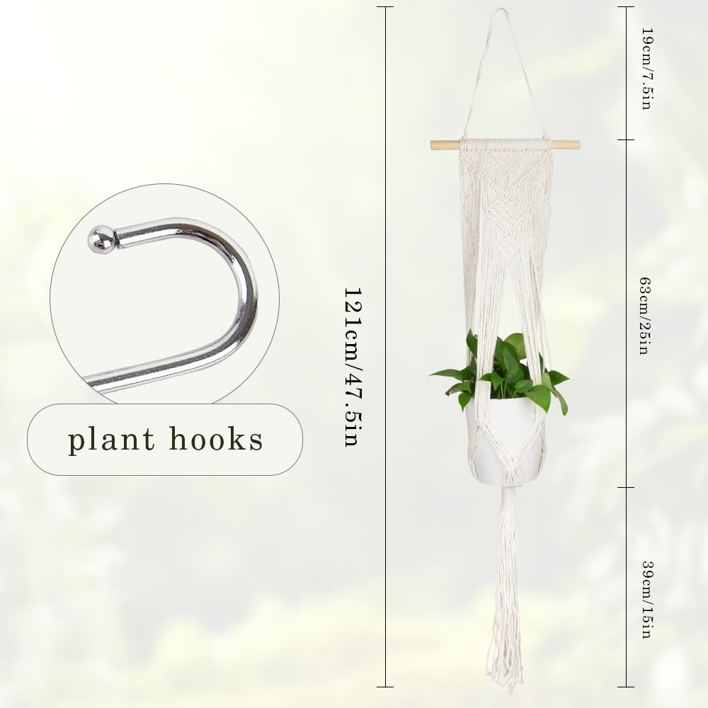 XiuGlimpse Hanging Planter for Indoor Plants,Macrame Plant Hanger with Wooden Stick,Plant Hanger,Hanging Plant Holder,Plant Hangers,Plant Holder,Plant Hangers Indoor,Macrame Plant Hangers Indoor