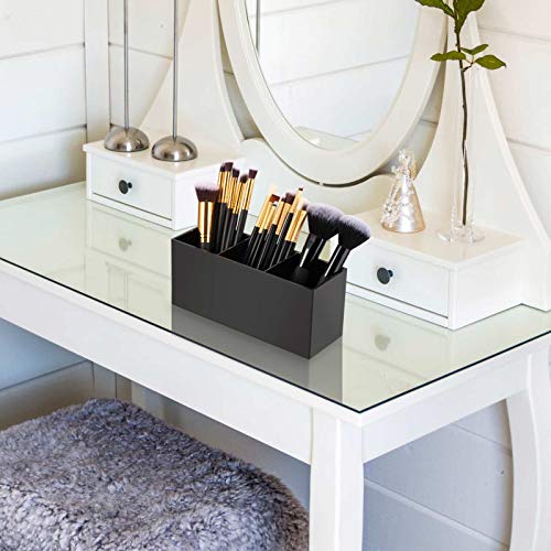 Image of Tbestmax Makeup Brush Holder Organizer Cosmetic Brushes Container Storage 3 Slots - Great for Vanity (Black)
