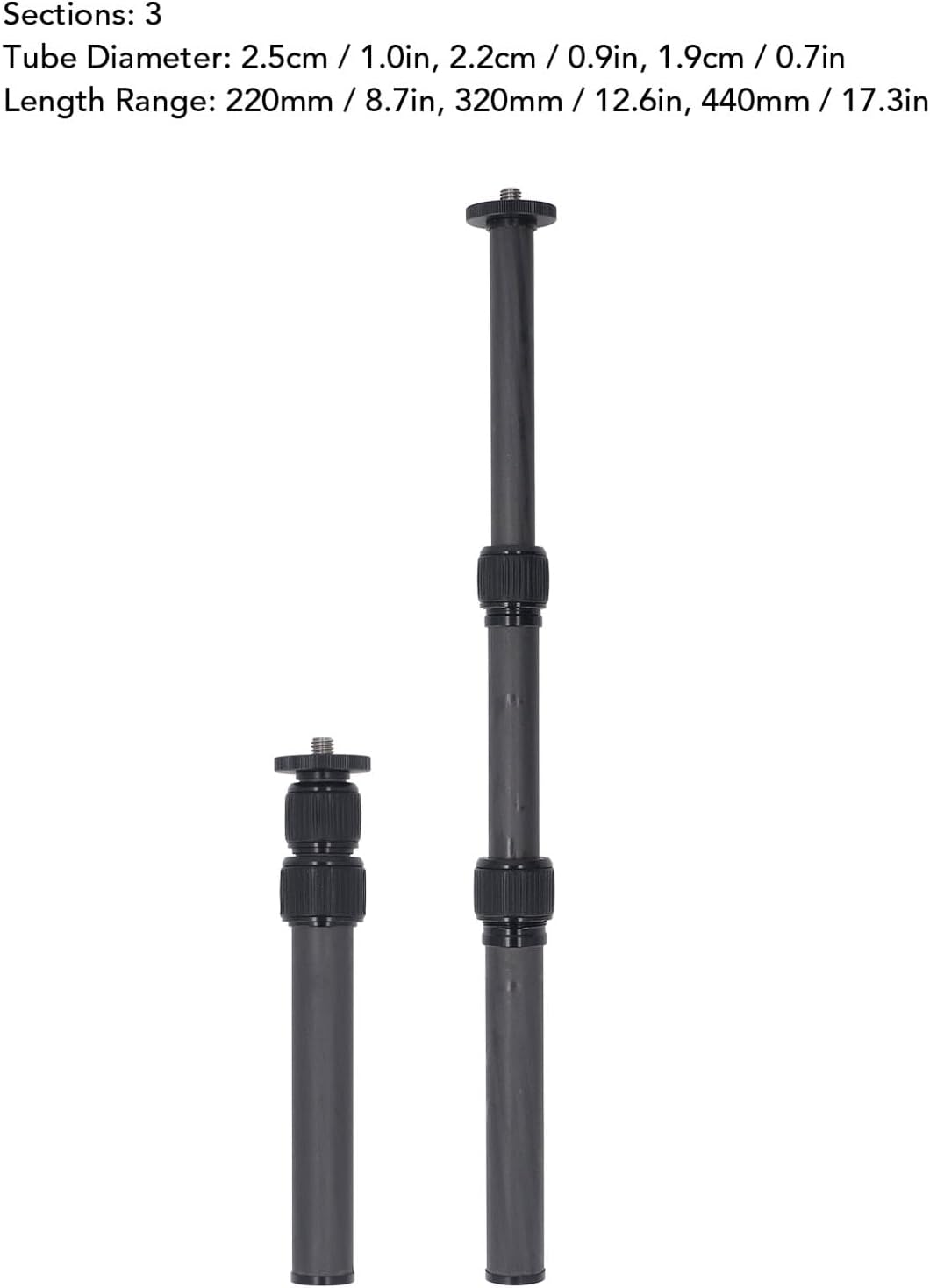 Carbon Fiber Tripod Extension Tube for DSLR Camera, Load 22lbs