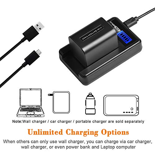 PowerTrust NP-FV70 Akku + LCD USB Ladegerät für Sony NP-FV50 NP-FV30 NP-FV100 HDR-CX190 HDR-CX200 HDR-CX210 HDR-CX220 HDR-CX230 HDR-CX260V HDR-CX290 HDR-CX380 - Image 3