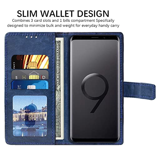 Image of Flip Cover Back Case for Samsung Galaxy S9 Plus | Premium Leather Finish | Inbuilt Pockets & Stand | Flip Cover Back Case for Samsung Galaxy S9 Plus (Blue)