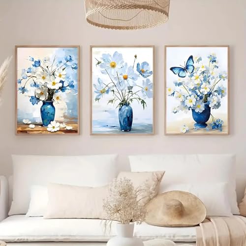 Affiche imprimée vase fleurs bleues pour décoration murale moderne - 3