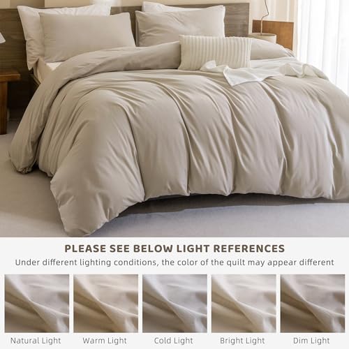 Sanracie 0828-L-Q 100% Cotton Comforter Set Queen,Linen Like Textured Bedding Comforter thumb #6
