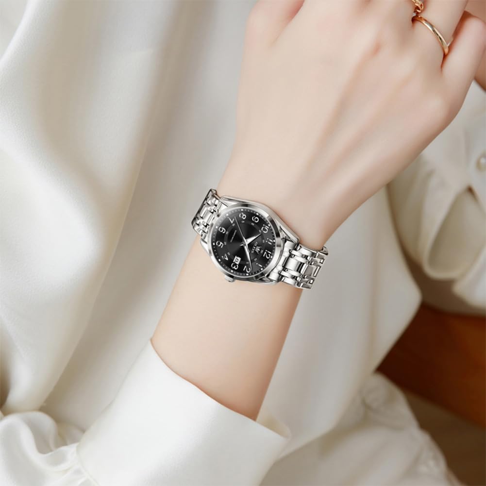 OLEVS Womens Watches Classic Dress Quartz Female Wristwatch Ladies Stainless Steel Waterproof Luminous Date Easy Read Watch for Lady - Image 7